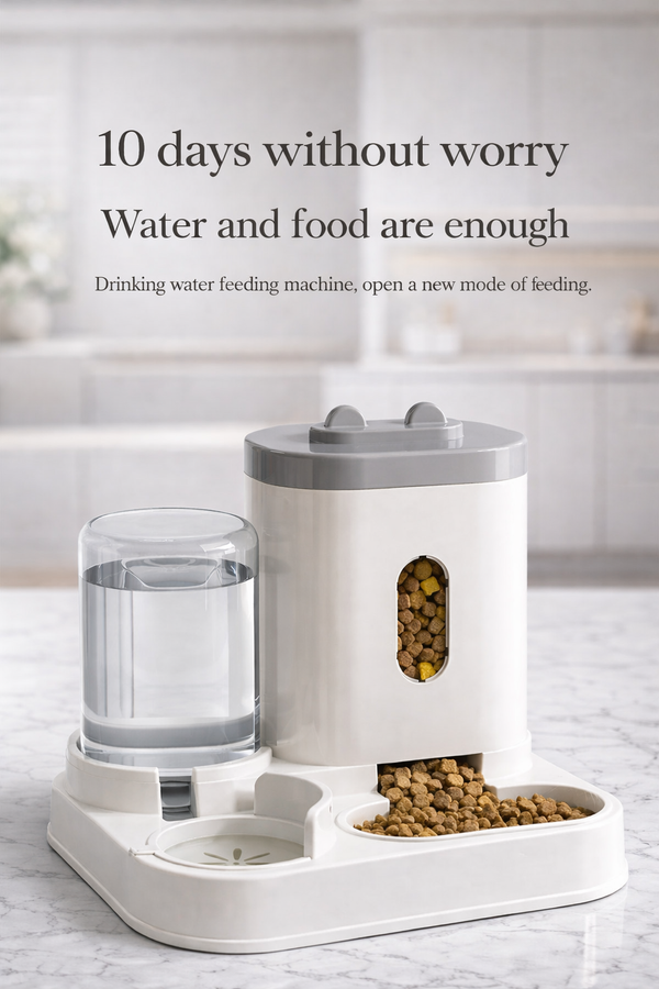 Automatic Feeder Dog Cat Food Bowl With Water Fountain Large Capacity Pet Food Storage Dispenser Container Puppy Pet Accessories