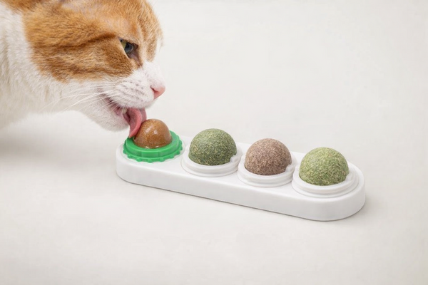 4 in 1 Rotating Catnip Silver Vine Ball Teeth Cleaning Acne Prevention Digestive Health Wall Stick on Toy Edible Safe Material